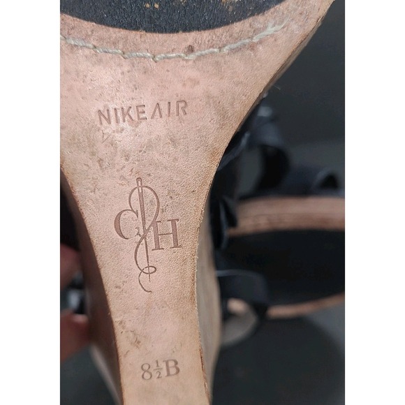 Vtg Cole Haan Leather Strappy Wedge Sandals Black Womans 8.5B Comfort EUC - Picture 7 of 7